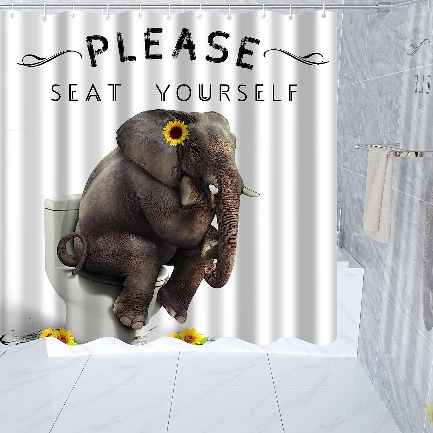 Funny Elephant Shower Curtain - Creative Design For Bathtub Decoration - Image 2