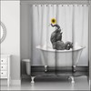 Funny Elephant and Sunflower Bathtub Shower Curtain for Bathroom, Animal Fabric Curtain