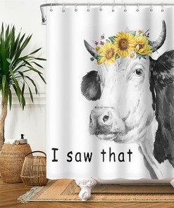 Funny Farm Cow Shower Curtain For Kids Bathroom Farmhouse Decor