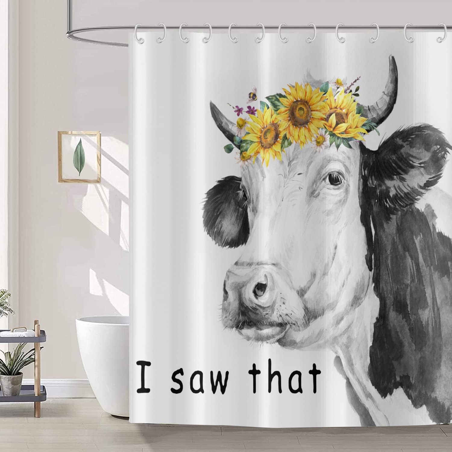 Funny Farm Cow Shower Curtain For Kids Bathroom Farmhouse Decor - Image 2
