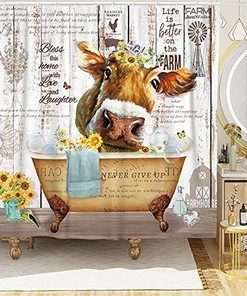 Funny Farmhouse Cow Shower Curtain - A Whimsical And Playful Design For Your Bathroom Decor
