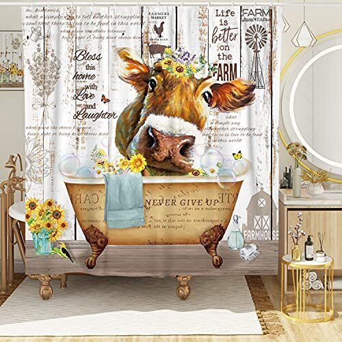Funny Farmhouse Cow Shower Curtain - A Whimsical And Playful Design For Your Bathroom Decor