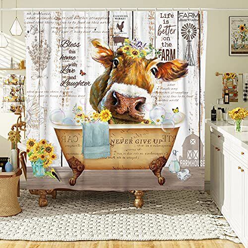 Funny Farmhouse Cow Shower Curtain - A Whimsical And Playful Design For Your Bathroom Decor - Image 2