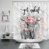 Funny Farmhouse Flower And Marble Printed Shower Curtain For Bathroom