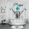 Funny Farmhouse Highland Cow Daisy Flower Get Naked Shower Curtain For Bathroom 