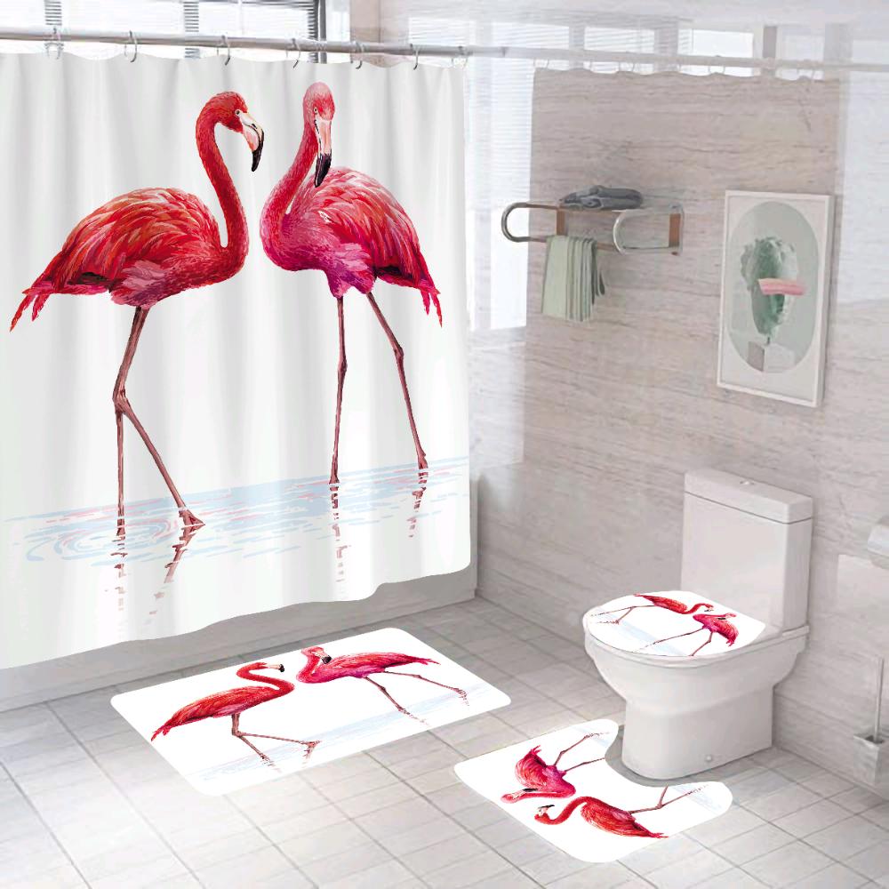 Funny Flamingo Print Shower Curtain For Whimsical Bathroom Decor