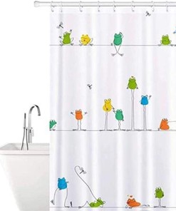 Funny Frog Fabric Shower Curtain - Heavy Duty And Waterproof
