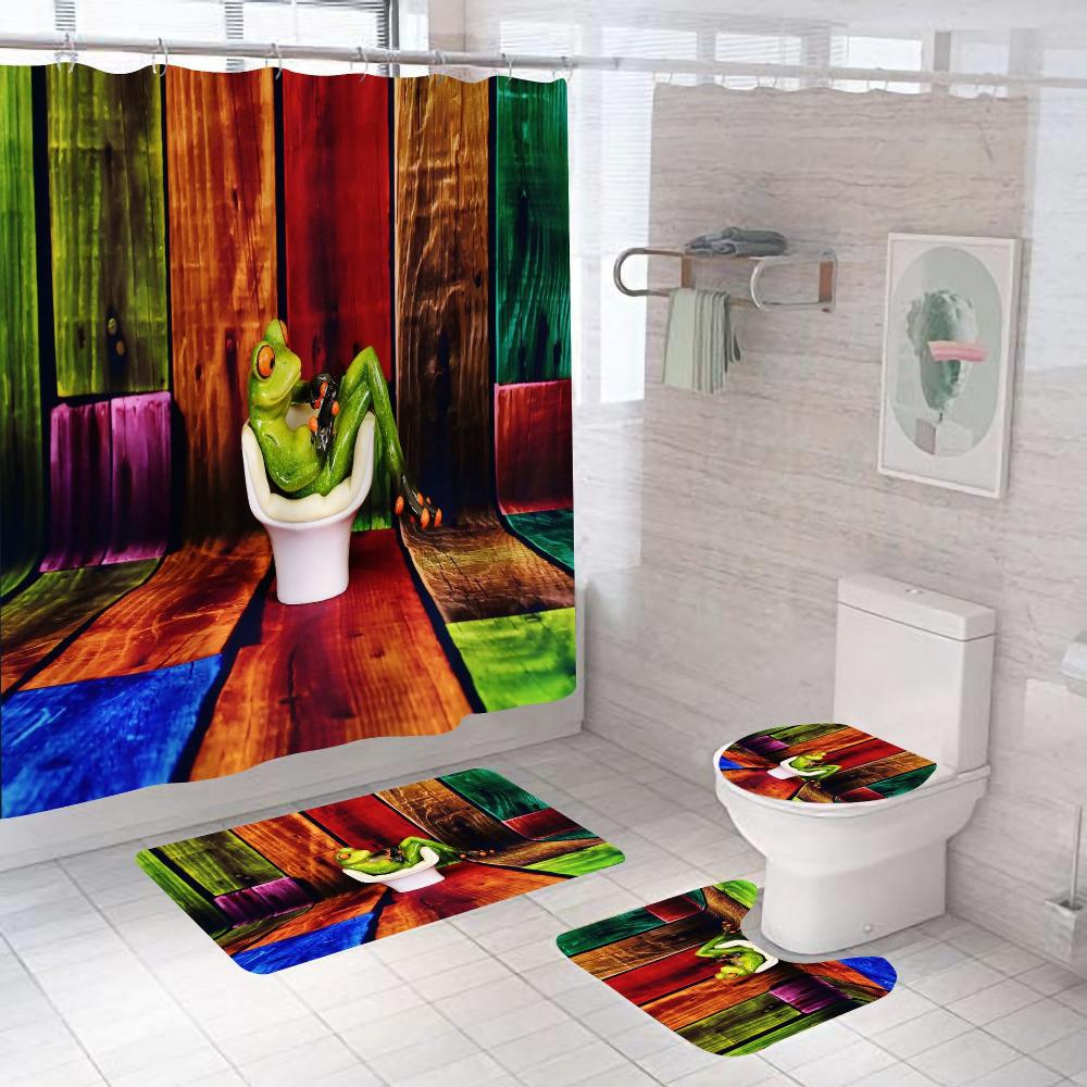 Funny Frog Shower Curtain For Kids Bathroom Decor