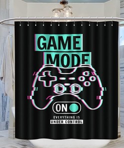 Funny Gaming Shower Curtain - Cool Black Bath Curtain Waterproof Fabric Bathroom Decorr