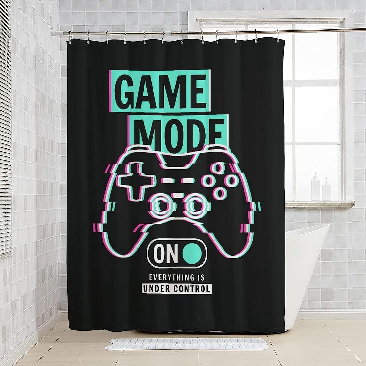 Funny Gaming Shower Curtain - Cool Black Bath Curtain Waterproof Fabric Bathroom Decorr