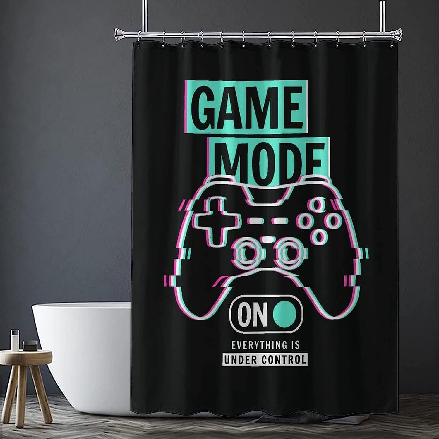 Funny Gaming Shower Curtain - Cool Black Bath Curtain Waterproof Fabric Bathroom Decorr