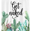 Funny Get Naked Cactus Shower Curtain with Tropical Succulent Green Plants Design