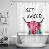 Funny Get Naked Highland Cow Fabric Shower Curtain For Bathroom Decor