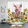 Funny Get Naked Piggy Sunflower Farmhouse Shower Curtain For Bathroom Accessories 