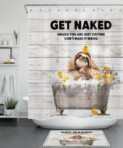 Funny Get Naked Sloth Planks Farmhouse Shower Curtain For Bathroom Accessories
