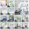 Funny Get Naked Watercolor Leaves Marble Shower Curtain, Rustic Farmhouse Decor