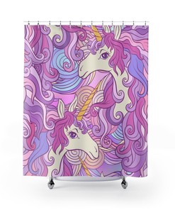 Funny Gift Idea Unicorn Shower Curtain for Your Bathroom