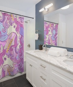 Funny Gift Idea Unicorn Shower Curtain for Your Bathroom