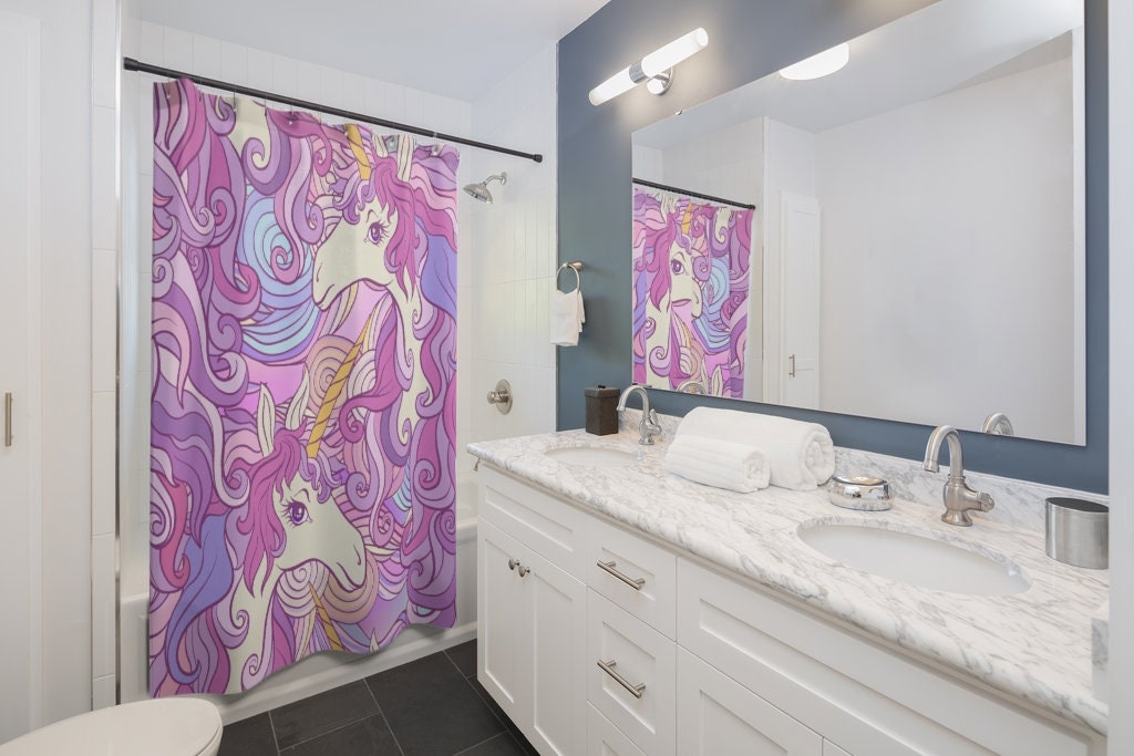 Funny Gift Idea Unicorn Shower Curtain for Your Bathroom