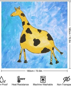 Funny Giraffe Animal Shower Curtain - Waterproof Bathroom Decor