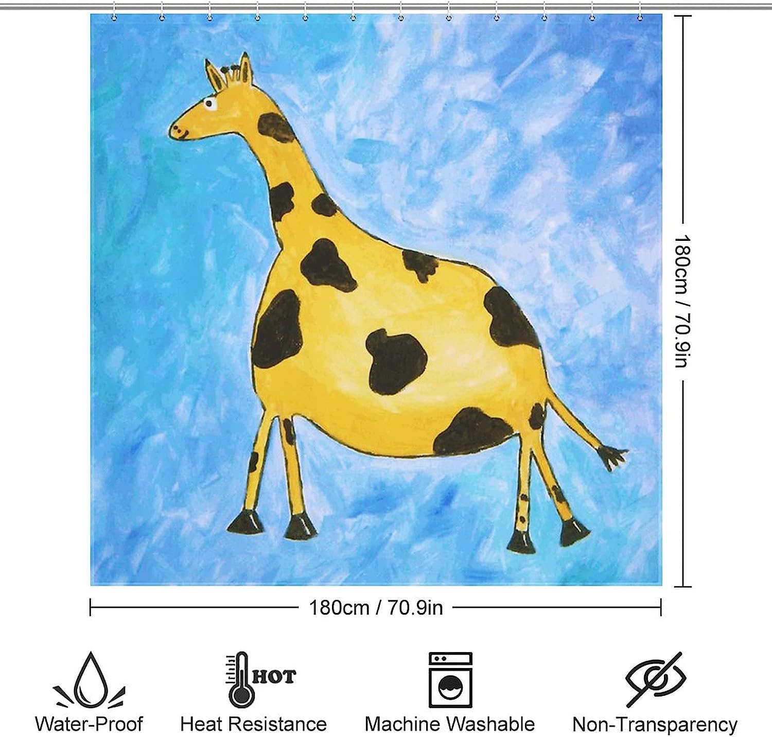 Funny Giraffe Animal Shower Curtain - Waterproof Bathroom Decor