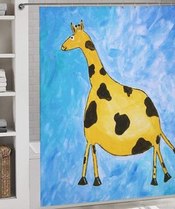 Funny Giraffe Animal Shower Curtain - Waterproof Bathroom Decor