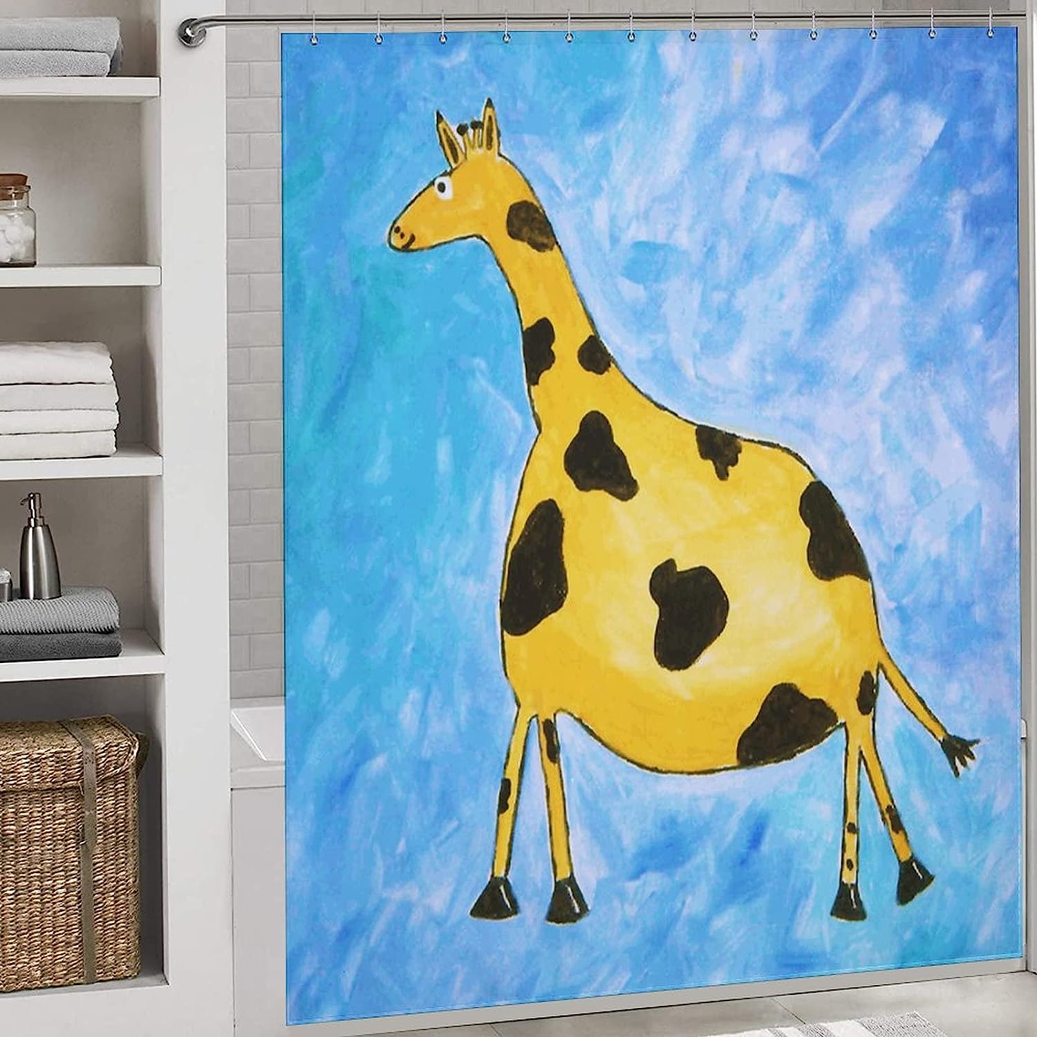 Funny Giraffe Animal Shower Curtain - Waterproof Bathroom Decor