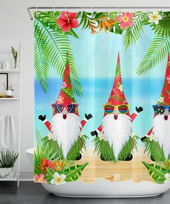 Funny Gnome Hawaii Tropical Beach Shower Curtain Bath Accessory