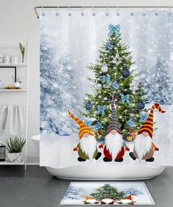 Funny Gnome Snowflake Shower Curtain For A Playful Christmas Theme