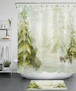 Funny Gnome and Snowflake Winter Shower Curtain