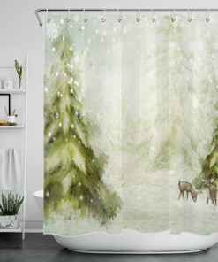 Funny Gnome and Snowflake Winter Shower Curtain