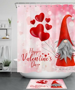 Funny Gnomes with Red Love Hearts Shower Curtain for Bathroom Decor