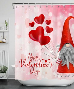 Funny Gnomes with Red Love Hearts Shower Curtain for Bathroom Decor