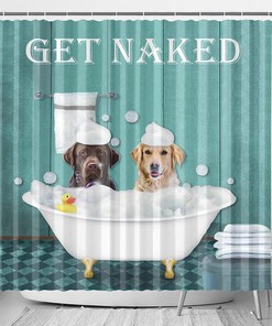 Funny Golden Retriever In Bathtub Shower Curtain