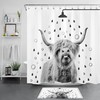 Funny Grey Highland Cow Shower Curtain For Your Country Style Bathroom Decor