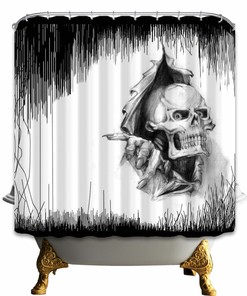 Funny Halloween Skull Shower Curtain Waterproof Bathroom Decor