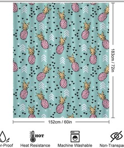 Funny Hawaiian Pink Pineapple Modern Shower Curtain For Bathroom