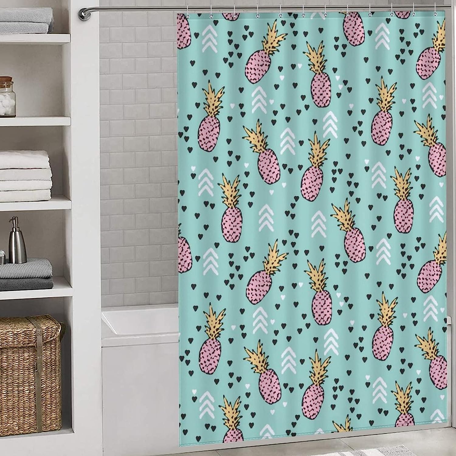Funny Hawaiian Pink Pineapple Modern Shower Curtain For Bathroom