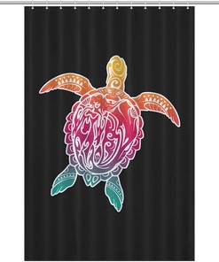 Funny Hawaiian Sea Turtle Shower Curtain For Bathroom Decor