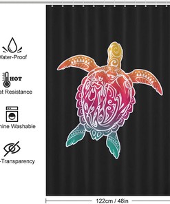 Funny Hawaiian Sea Turtle Shower Curtain For Bathroom Decor