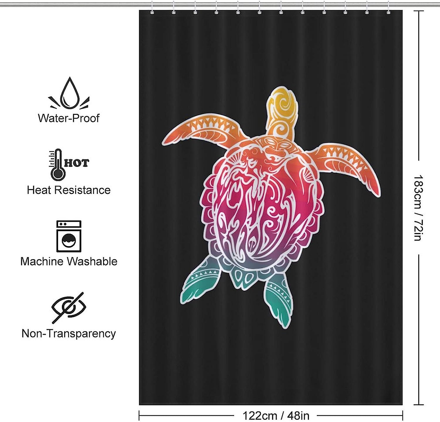 Funny Hawaiian Sea Turtle Shower Curtain For Bathroom Decor