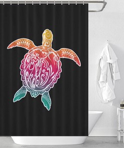 Funny Hawaiian Sea Turtle Shower Curtain For Bathroom Decor