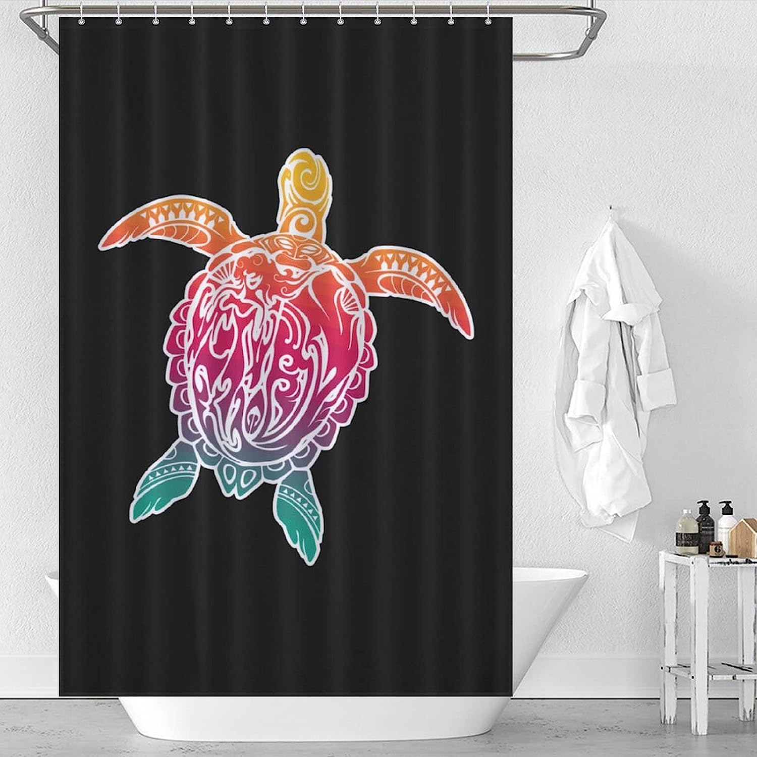 Funny Hawaiian Sea Turtle Shower Curtain For Bathroom Decor