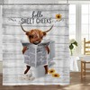 Funny Highland Cattle Shower Curtain with Farm Animal and Cute Cow Bathroom Decor
