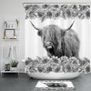 Funny Highland Cow And Sunflower Shower Curtain For Bathroom