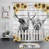 Funny Highland Cow Farmhouse Shower Curtain with A Sunflower Border to Add Character to Your Bathroom