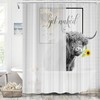 Funny Highland Cow Get Naked Fabric Shower Curtain With Rustic Sunflower Farmhouse Animal