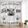 Funny Highland Cow Shower Curtain With Rustic Farm Wildlife Animal Barn Hilarious Wood Cute