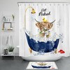 Funny Highland Cow Shower Curtain on a Farm Board with Stripping for a Good Laugh