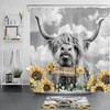 Funny Highland Cow Shower Curtain with A Sunflower Crown to Add Some Sass to Your Bathroom